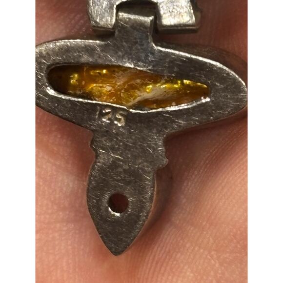 Sterling Silver Articulated Totem Pendant Tourmalinated Quartz Amber & Citrine - Picture 5 of 5